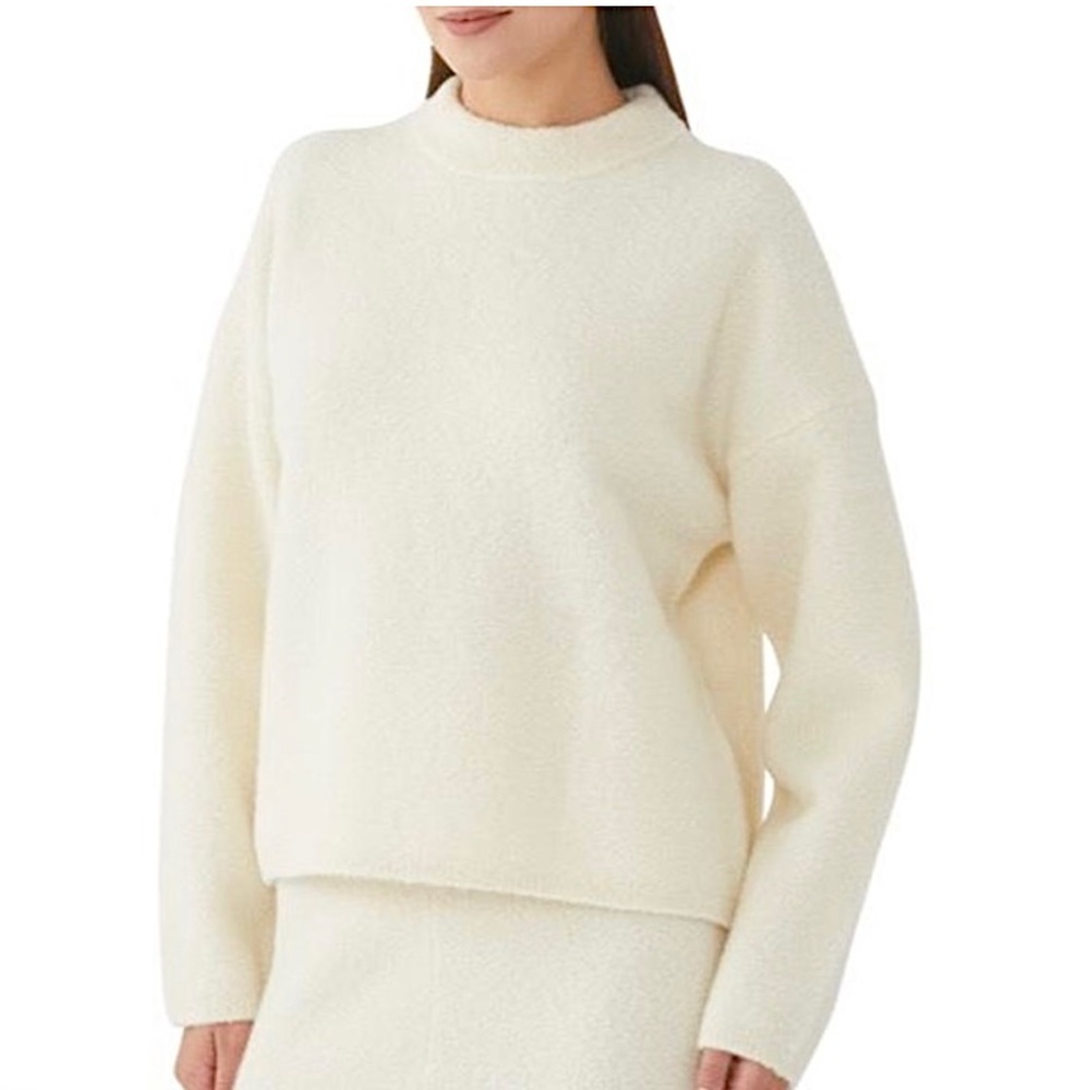 NEW Clea Alva Boucle Cocoon Knit Wool Sweater ivory cream NWOT MED Quiet Luxury